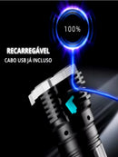 Lanterna tática ultrapoderosa de 4 núcleos com LED COB recarregável de longo alcance, ideal para emergências e ocasionais aventuras - Ilumine seu caminho, onde  você vá!