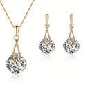 Brincos e Colar de liga de níquel com pedras brilhantes fecho de pino agulha em aço inoxidável - Elegância atemporal para mulheres modernas!