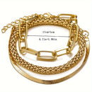 Braceletes Elegantes com design moderno  douradas semelhantes ao ouro, kit com 3 peças - Seu pulso merece brilhar!