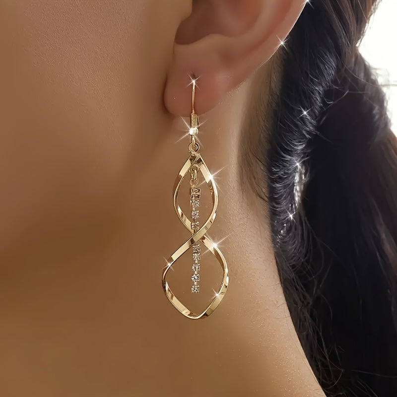 Brincos Fashion elegantes de liga dourada, Gancho agulha de aço inox - Sua Beleza merece brilhar!