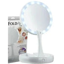 Espelho  dobrável de mesa com led e aumento de 10x para maquiagem - Sua beleza refletida com estilo!