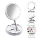 Espelho  dobrável de mesa com led e aumento de 10x para maquiagem - Sua beleza refletida com estilo!