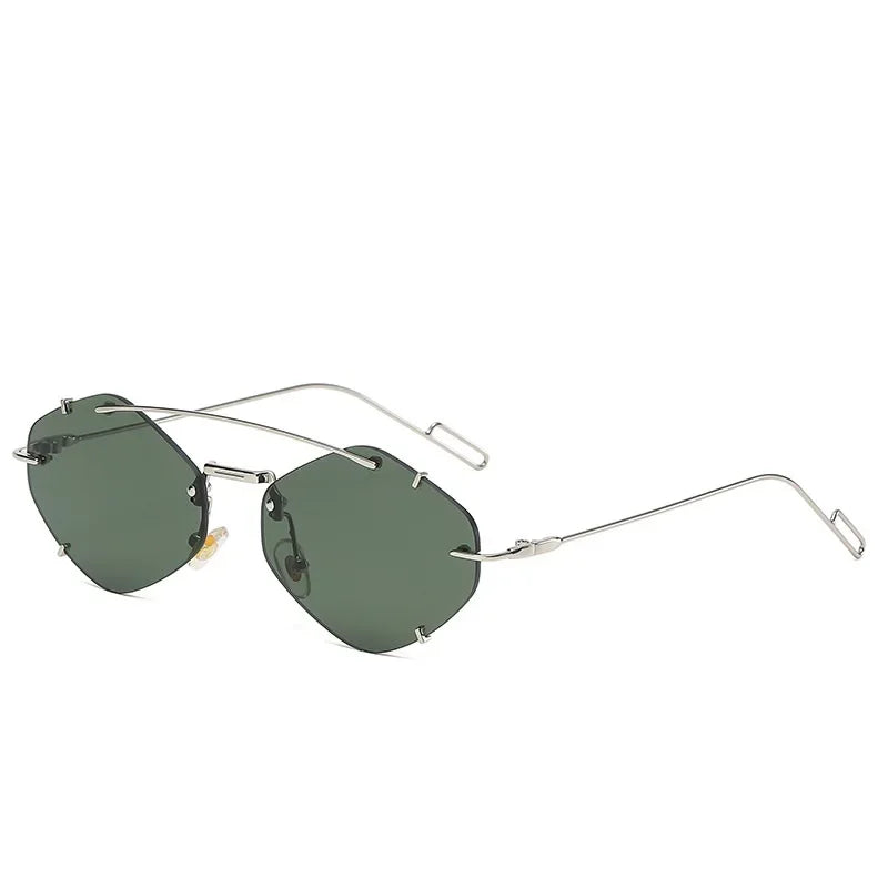 Óculos de sol quadrado feminino e  masculino sem aro diamante UV 400 - Estilo e charme no olhar!
