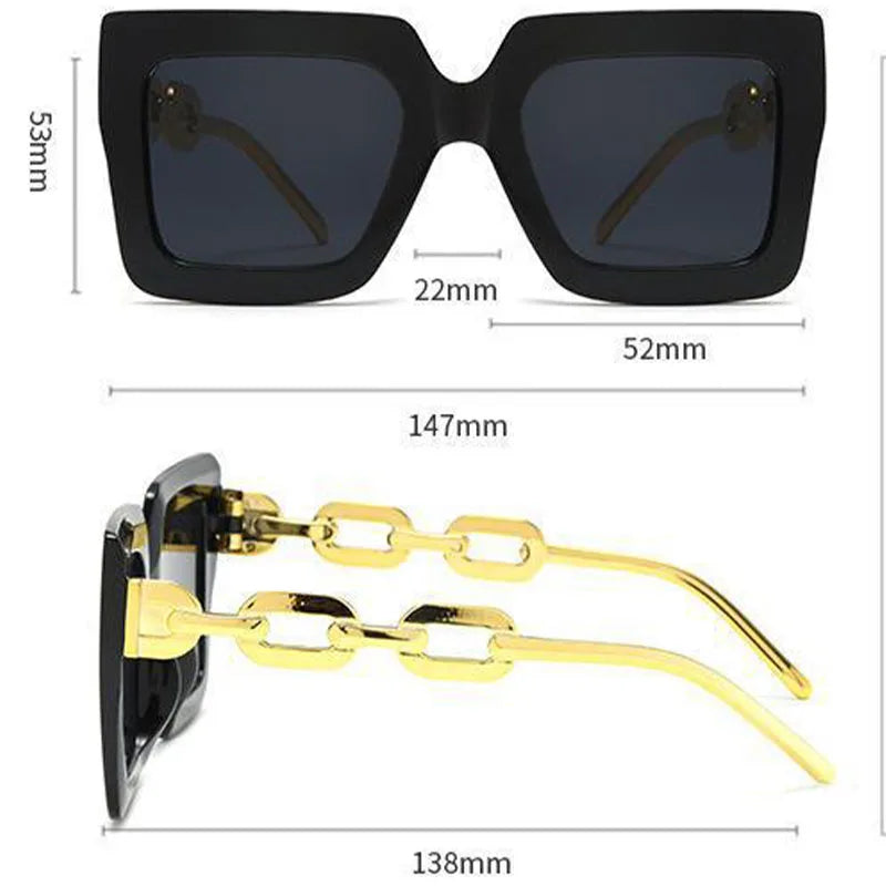 Óculos de sol  estilo quadrado de luxo masculino e feminino de armação grande proteção UV400 - Um acessório  que te define e te diferencia da multidão!