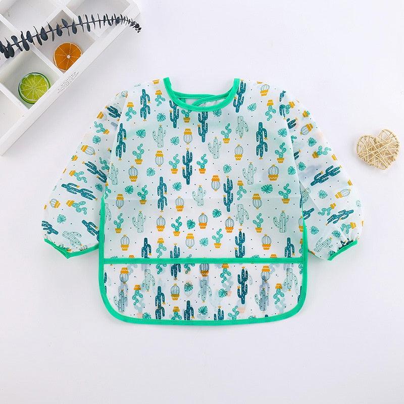 Avental de manga comprida para bebês - Proteja a roupa do seu bebê com muito mais estilo!"
