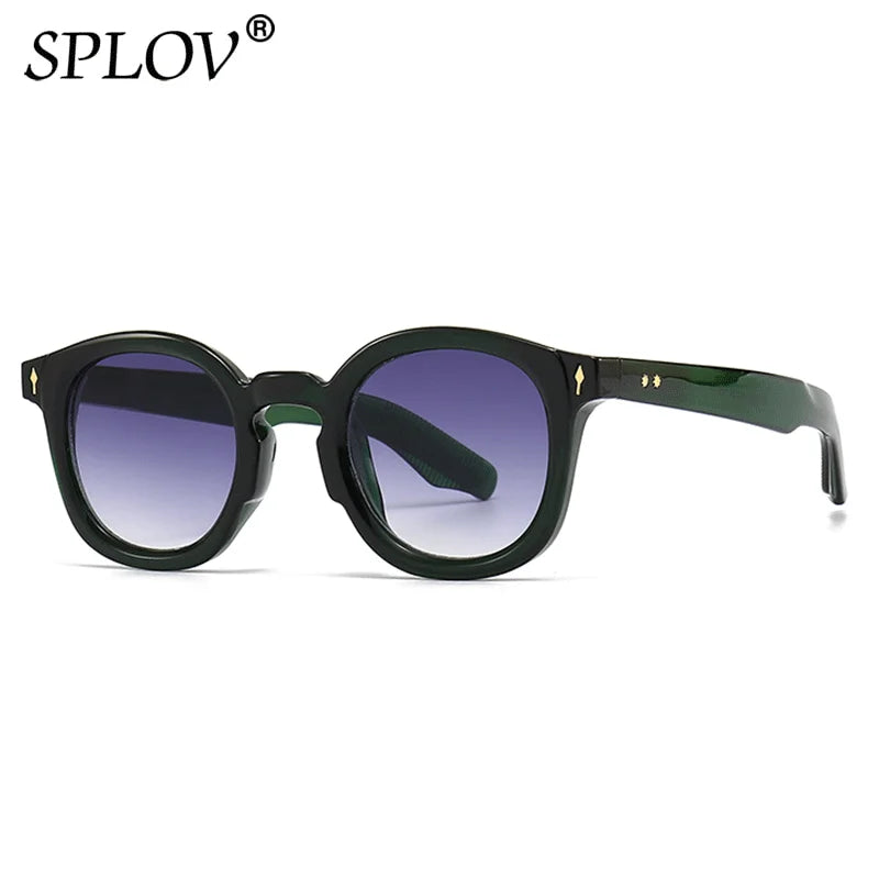 Óculos de sol redondos luxuosos para homens e mulheres, gradiente, verde, vintage - Estilo atemporal, proteção solar!