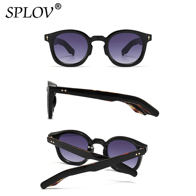 Óculos de sol redondos luxuosos para homens e mulheres, gradiente, verde, vintage - Estilo atemporal, proteção solar!