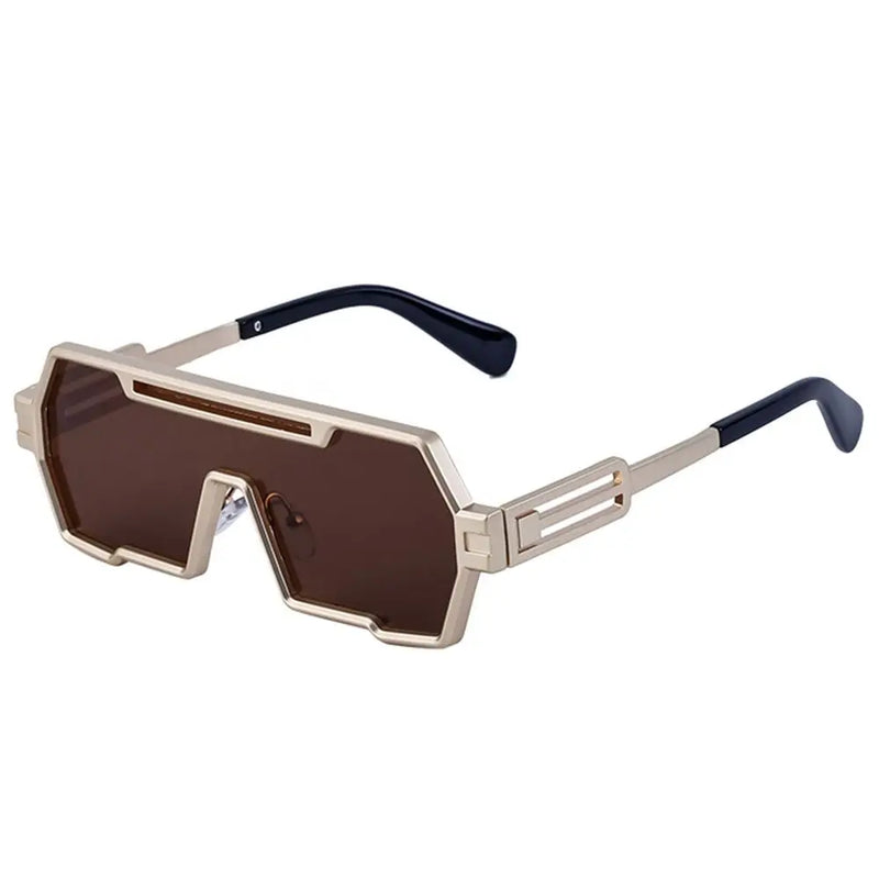 Óculos de sol grande estiloso uso masculino armação retangular de metal proteção UV 400 - Estilo, proteção e conforto para seus olhos!