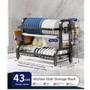 Escorredor de pratos de cozinha compacto de 2 níveis, à prova de ferrugem - Cozinha organizada, dia mais feliz!