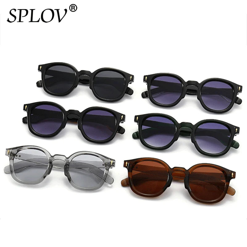 Óculos de sol redondos luxuosos para homens e mulheres, gradiente, verde, vintage - Estilo atemporal, proteção solar!