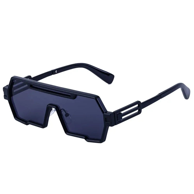 Óculos de sol grande estiloso uso masculino armação retangular de metal proteção UV 400 - Estilo, proteção e conforto para seus olhos!