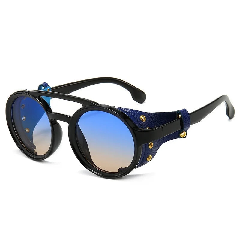Óculos de sol  Steampunk vintage masculino redondo visão noturna  UV400 - Tempo, estilo e aventura em um só olhar!