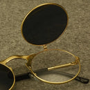 Óculos de sol steampunk dobrável masculino  e feminino com lentes duplas  e armação de liga de metal- Visão nítida e estilo em qualquer situação!