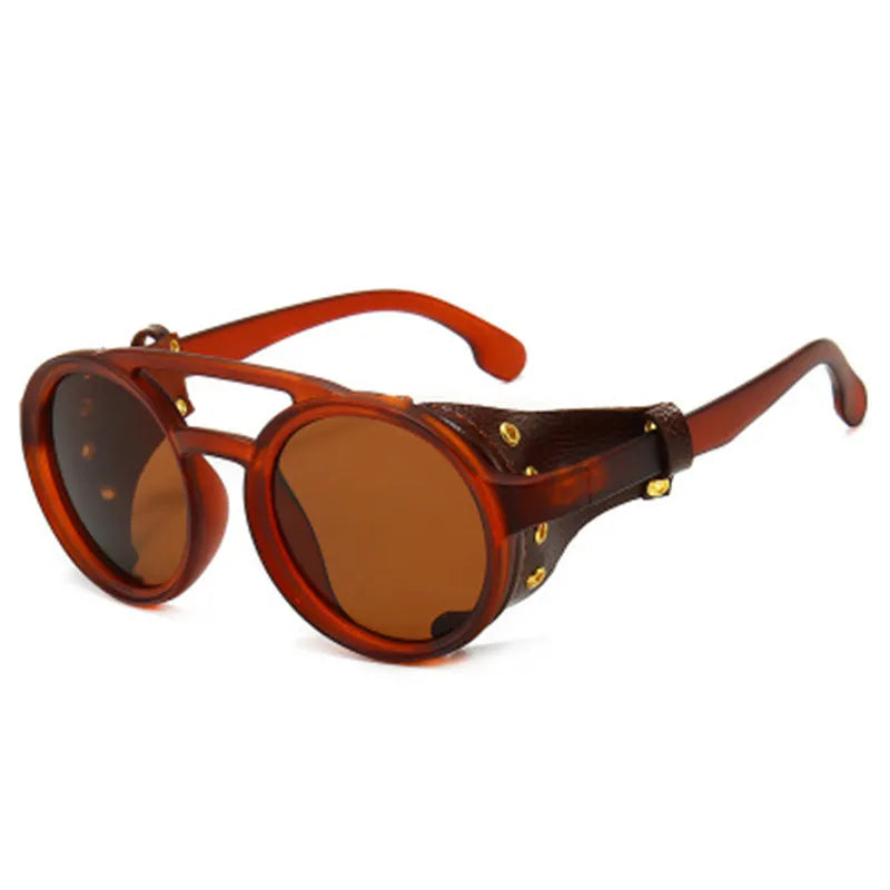 Óculos de sol  Steampunk vintage masculino redondo visão noturna  UV400 - Tempo, estilo e aventura em um só olhar!