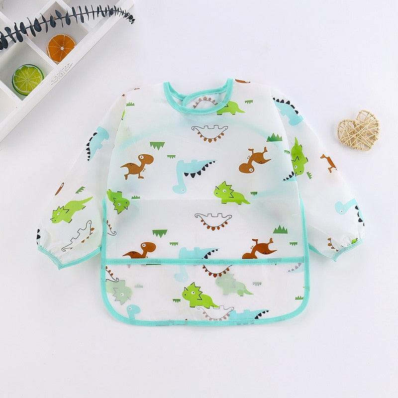 Avental de manga comprida para bebês - Proteja a roupa do seu bebê com muito mais estilo!"