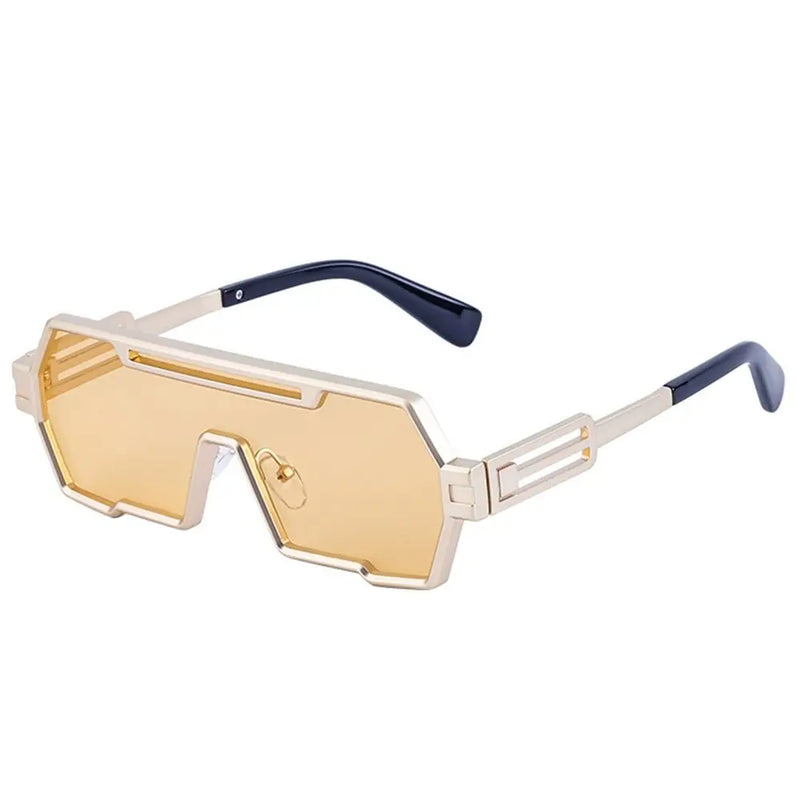 Óculos de sol grande estiloso uso masculino armação retangular de metal proteção UV 400 - Estilo, proteção e conforto para seus olhos!