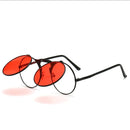 Óculos de sol steampunk dobrável masculino  e feminino com lentes duplas  e armação de liga de metal- Visão nítida e estilo em qualquer situação!