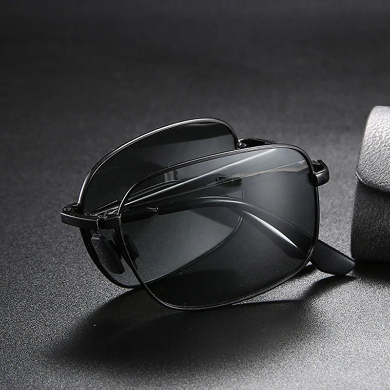 Óculos de sol polarizados masculinos, fotocrômicos dobráveis -Rresistentesa UV 400 - Visão nítida e estilo em qualquer situação!
