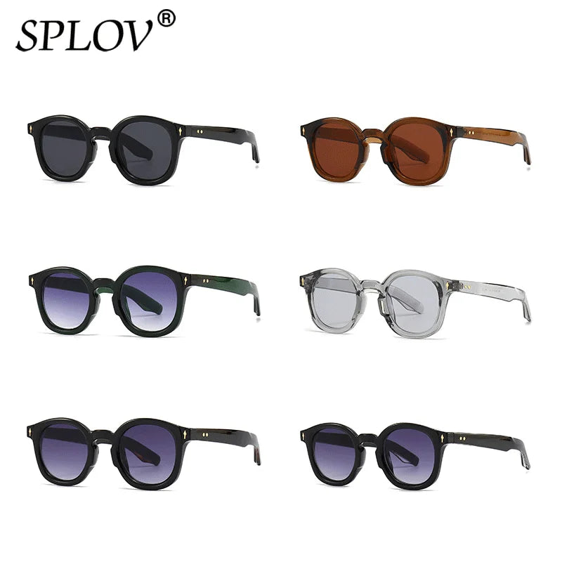 Óculos de sol redondos luxuosos para homens e mulheres, gradiente, verde, vintage - Estilo atemporal, proteção solar!