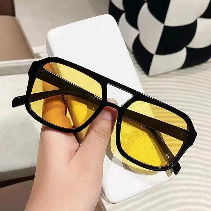 Óculos de sol quadrado  grande moda feminina  UV 400 - Estilo e proteção para seus olhos, em qualquer momento!