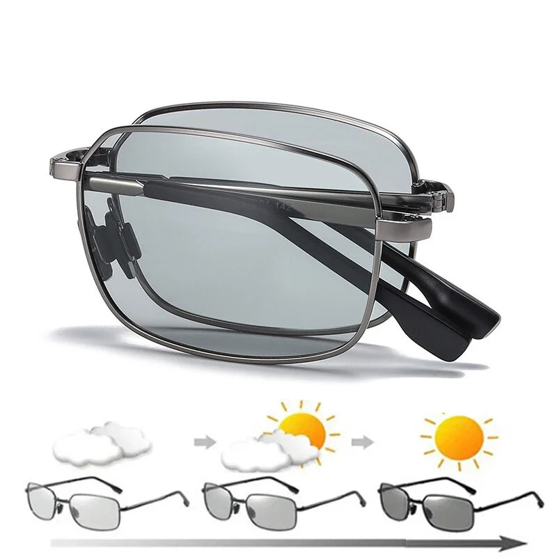 Óculos de sol polarizados masculinos, fotocrômicos dobráveis -Rresistentesa UV 400 - Visão nítida e estilo em qualquer situação!