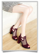 Sapato Feminino Salto Alto bico aberto com ziper - Malha Respirável - Sofisticação a cada passo!