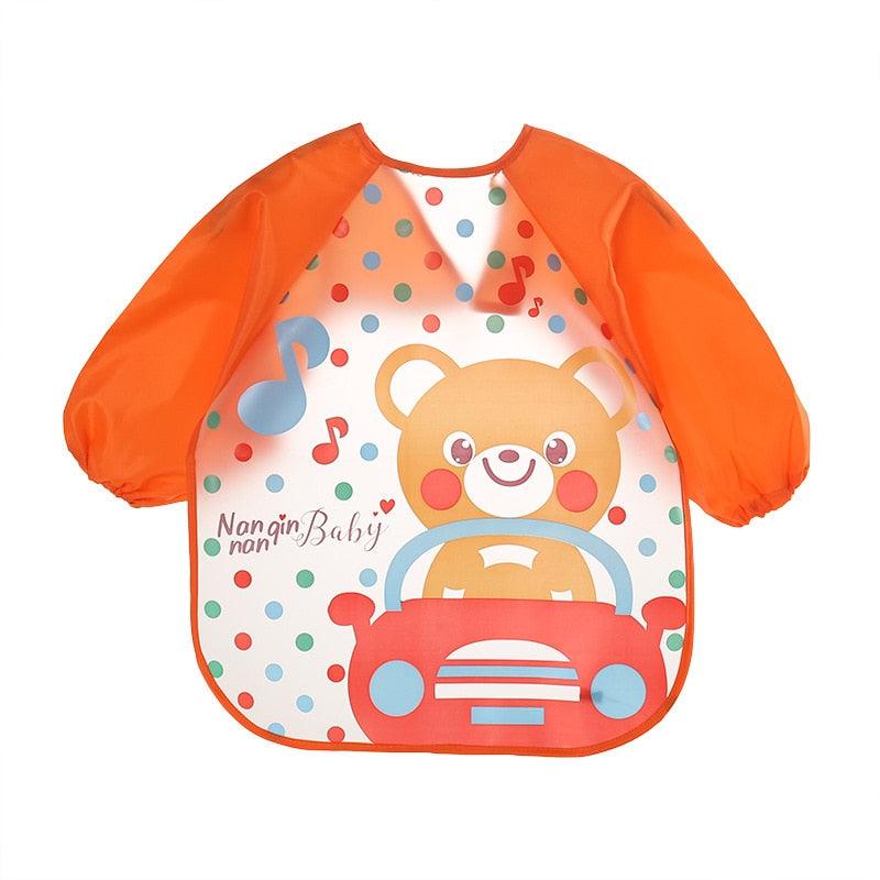 Avental de manga comprida para bebês - Proteja a roupa do seu bebê com muito mais estilo!"