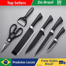 Conjunto de facas de aço inoxidável afiadas para fino corte  cor preta - Facas afiadas, pratos perfeitos!