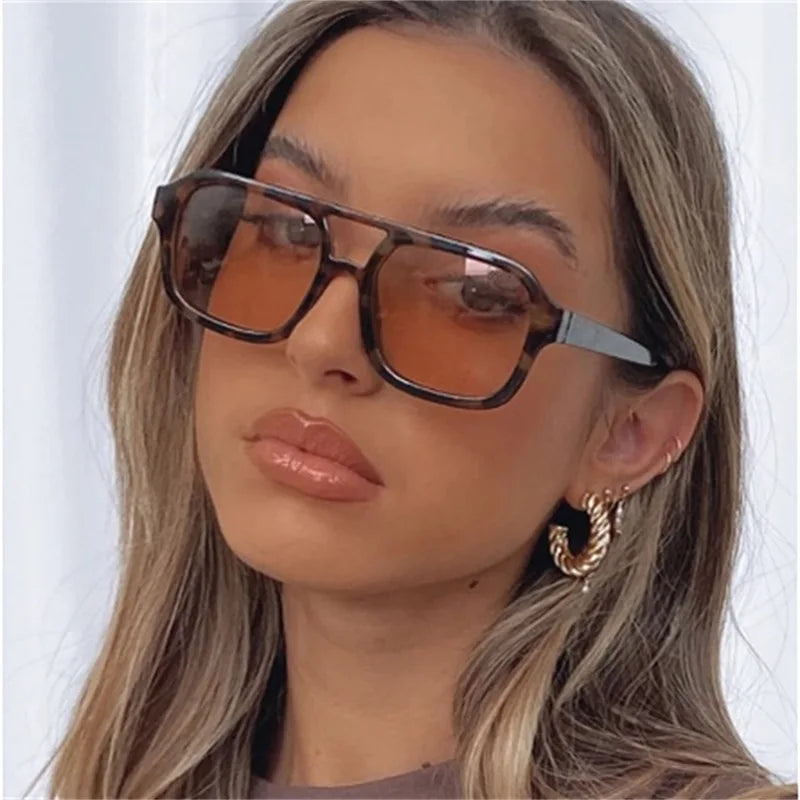 Óculos de sol quadrado  grande moda feminina  UV 400 - Estilo e proteção para seus olhos, em qualquer momento!