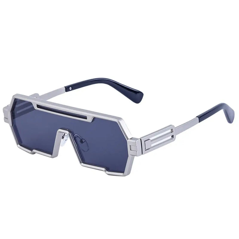 Óculos de sol grande estiloso uso masculino armação retangular de metal proteção UV 400 - Estilo, proteção e conforto para seus olhos!