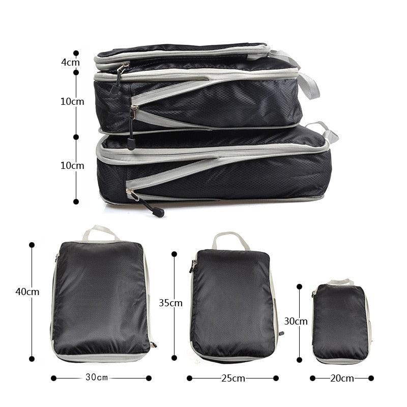 Conjunto de bolsas organizadoras para viagem - Roupas arrumadas, viagens mais leves.