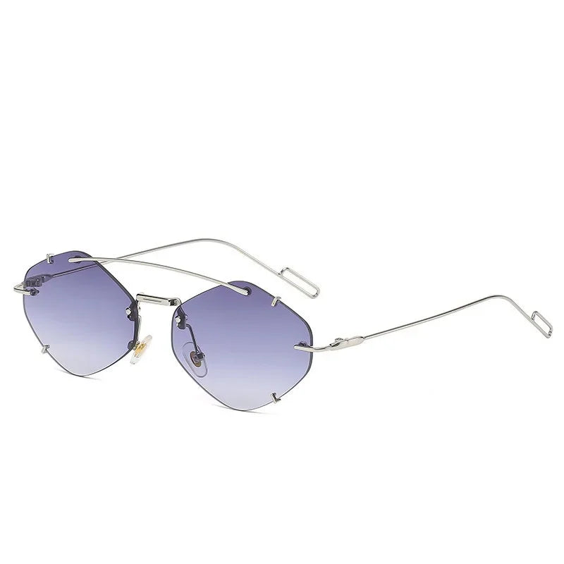 Óculos de sol quadrado feminino e  masculino sem aro diamante UV 400 - Estilo e charme no olhar!