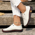 SAPATO FEMININO CASUAL RESPIRÁVEL DE COURO COSTURADO - Elegância e conforto em um único par!