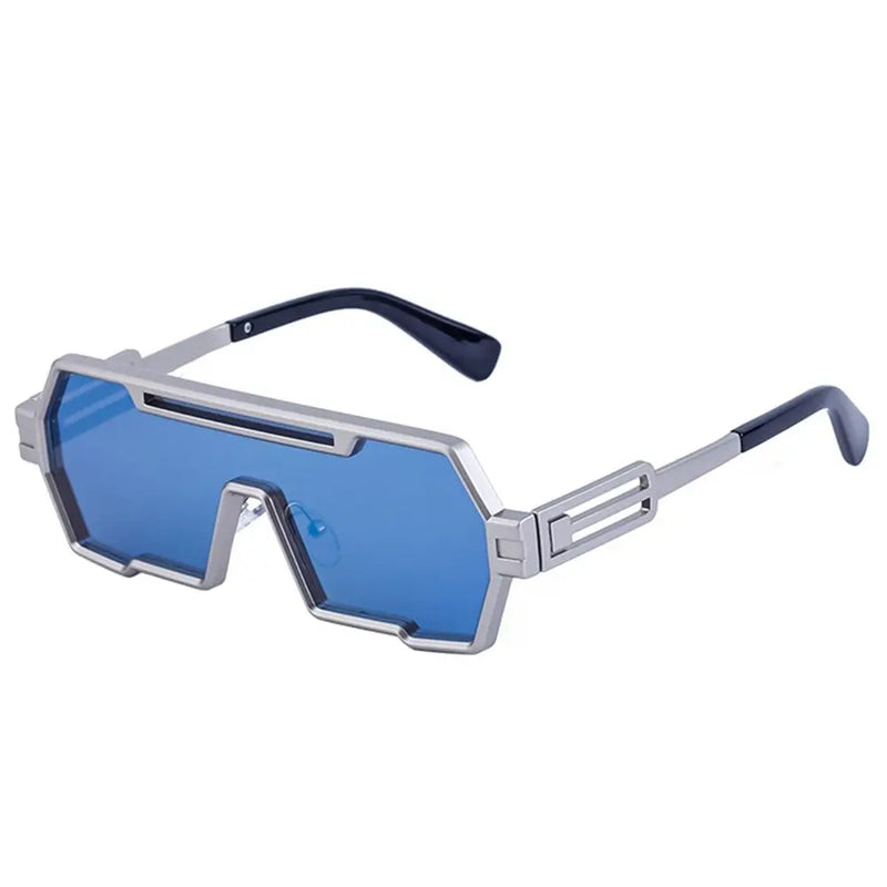 Óculos de sol grande estiloso uso masculino armação retangular de metal proteção UV 400 - Estilo, proteção e conforto para seus olhos!