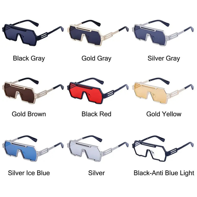 Óculos de sol grande estiloso uso masculino armação retangular de metal proteção UV 400 - Estilo, proteção e conforto para seus olhos!