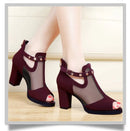 Sapato Feminino Salto Alto bico aberto com ziper - Malha Respirável - Sofisticação a cada passo!