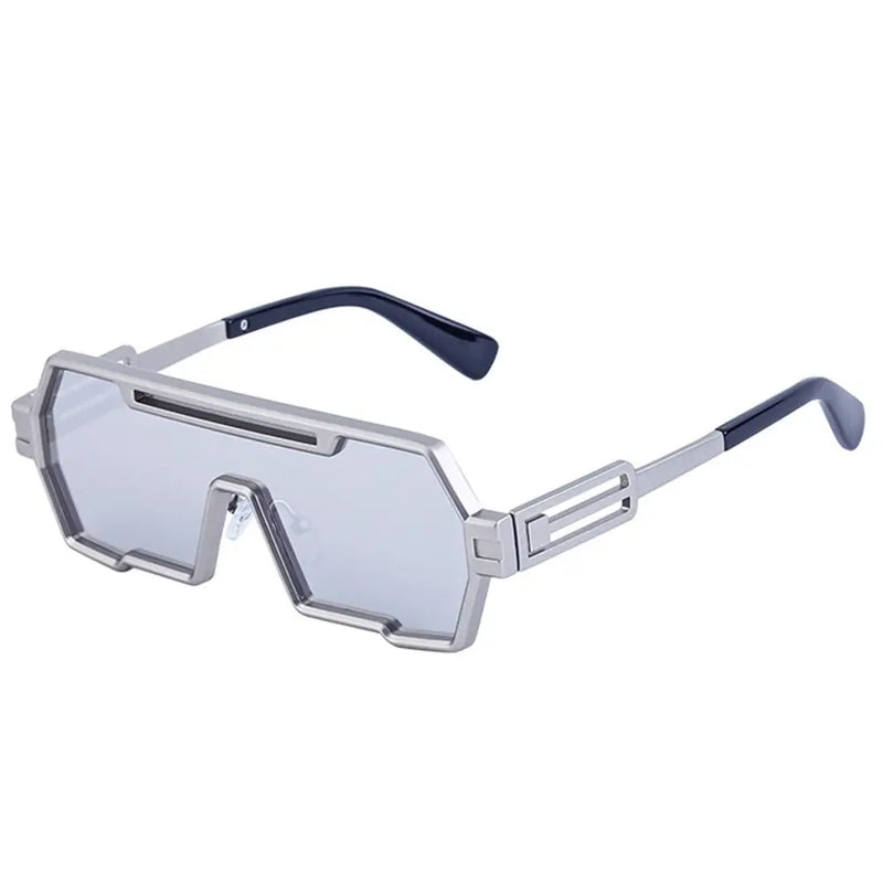 Óculos de sol grande estiloso uso masculino armação retangular de metal proteção UV 400 - Estilo, proteção e conforto para seus olhos!
