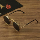 Óculos de sol steampunk dobrável masculino  e feminino com lentes duplas  e armação de liga de metal- Visão nítida e estilo em qualquer situação!