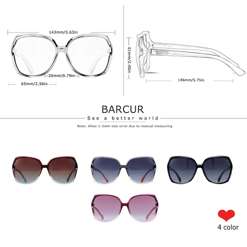 Óculos de sol feminino polarizado de grandes dimensões proteção UV 400 - Acessório indispensável para um look impecável!