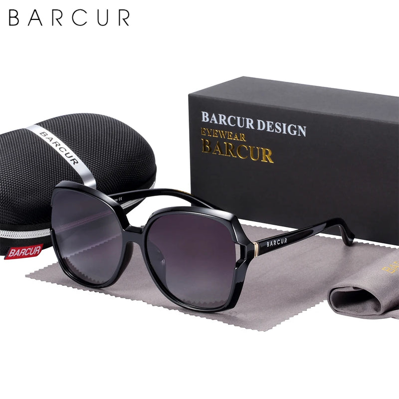 Óculos de sol feminino polarizado de grandes dimensões proteção UV 400 - Acessório indispensável para um look impecável!