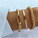 Braceletes Elegantes com design moderno  douradas semelhantes ao ouro, kit com 3 peças - Seu pulso merece brilhar!